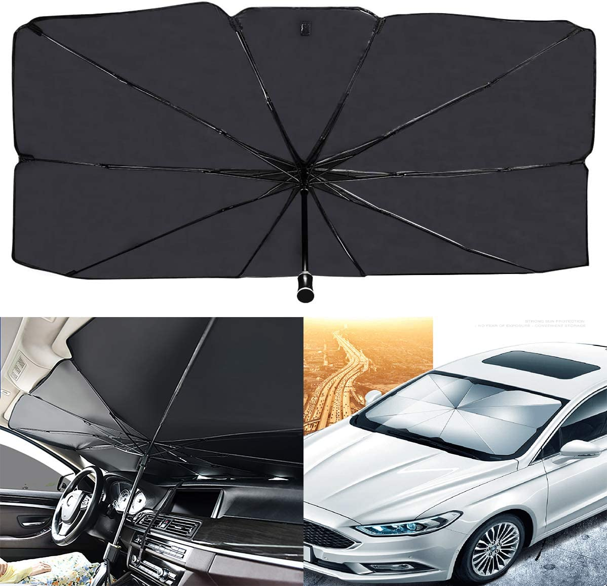 Foldable Car Windshield Umbrella Sun Shade 130cm UV Protection Front Window Cover