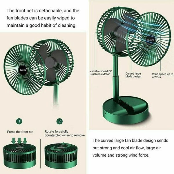 Rechargeable Telescopic Folding Fan USB Portable 3-Speed Desk Fan | Buy Online in Pakistan at MetroCart – Rechargeable | MetroCart Pakistan