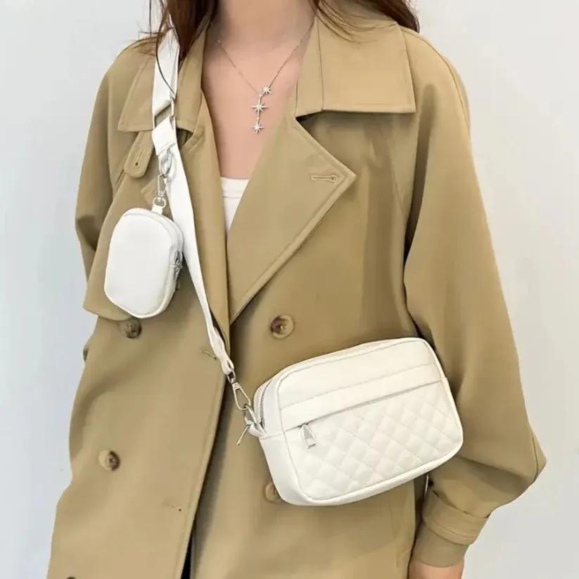 Convertible 2-in-1 Crossbody Belt Bag Quilted PU Leather