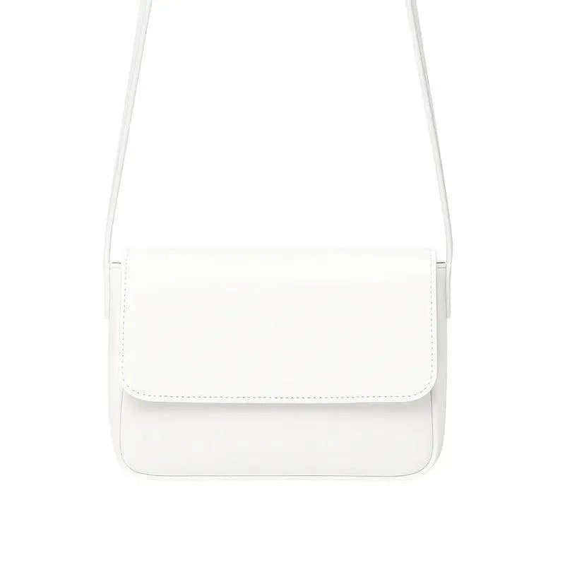 Minimalist Flap Crossbody Bag Magnetic Closure White
