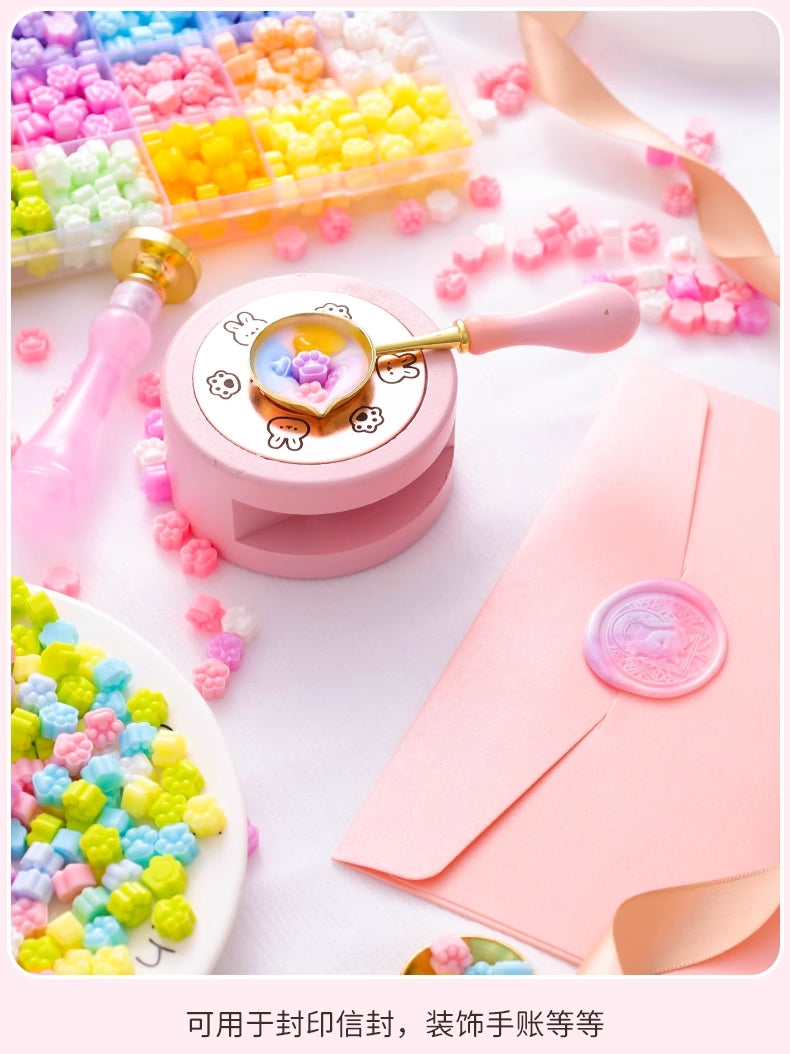 Complete Wax Seal Stamp Kit with 520 Beads Brass Stamps Melting Spoon Candle Stand