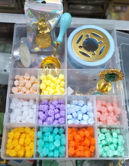 Complete Wax Seal Stamp Kit with 520 Beads Brass Stamps Melting Spoon Candle Stand