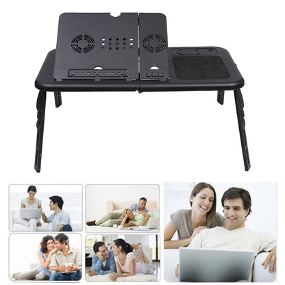 Flexible Portable Laptop E-Table Foldable Bed Desk with Cooling Fans Adjustable Study Table