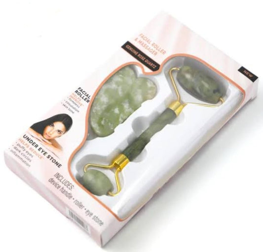 Flawless Jade Roller with Gua Sha – Marble Stone Face Massager for Healthier Skin