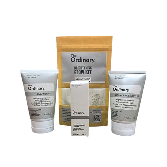 The Ordinary Face Hand Brightening Glow Kit Complete 4-Piece Skincare Set with Cleanser Scrub Serum Mask