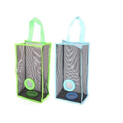 Hanging Mesh Plastic Bag Holder Dispenser Storage Organizer for Kitchen Grocery Shopping Bags