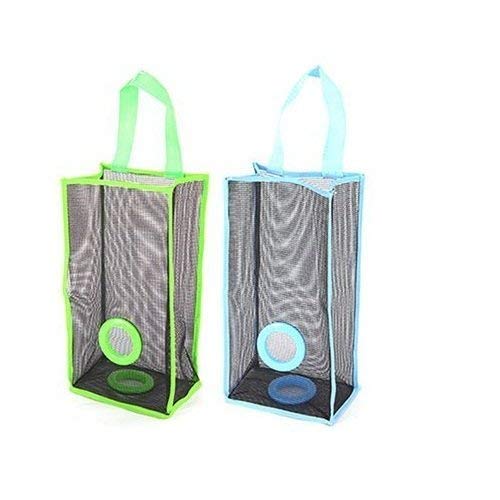 Hanging Mesh Plastic Bag Holder Dispenser Storage Organizer for Kitchen Grocery Shopping Bags