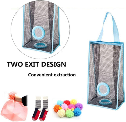 Hanging Mesh Plastic Bag Holder Dispenser Storage Organizer for Kitchen Grocery Shopping Bags