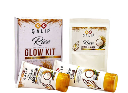 GALIP Rice Glow Kit Korean Glass Skin Complete 3-Piece Brightening Face Wash Scrub Mask Set