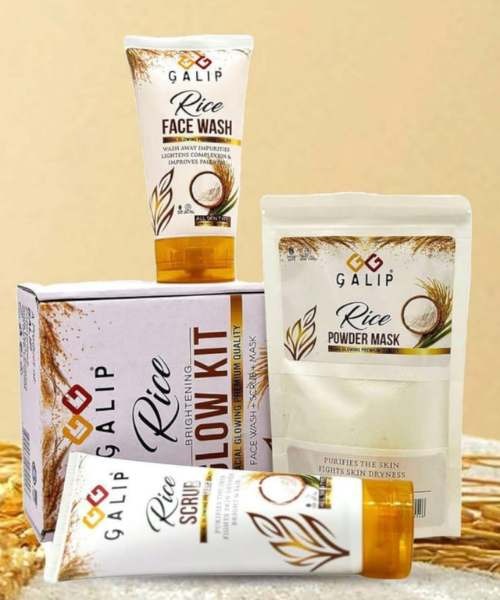 GALIP Rice Glow Kit Korean Glass Skin Complete 3-Piece Brightening Face Wash Scrub Mask Set
