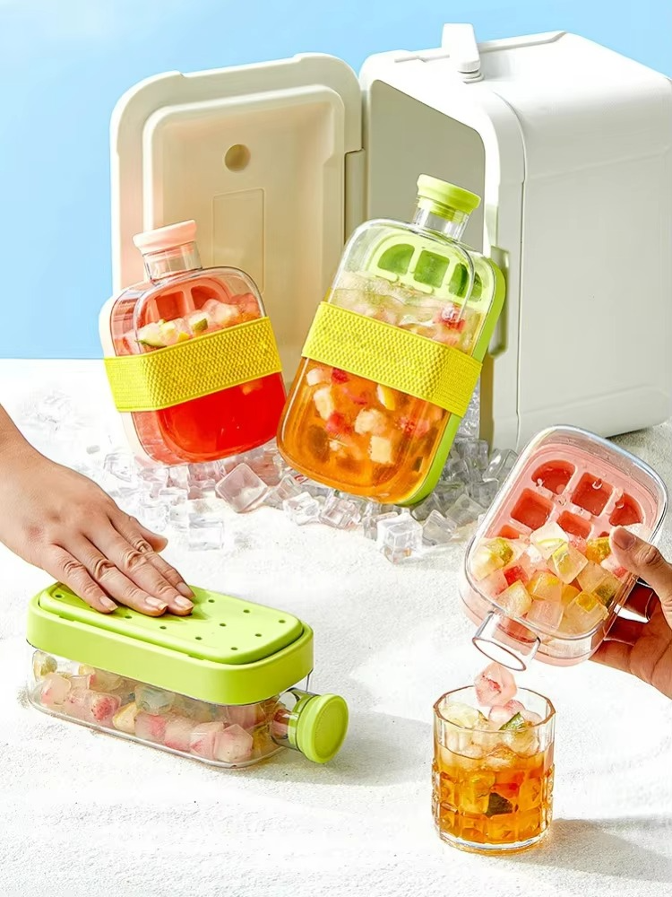 Ice Cube Bottle 2-in-1 Press-Release Water Bottle