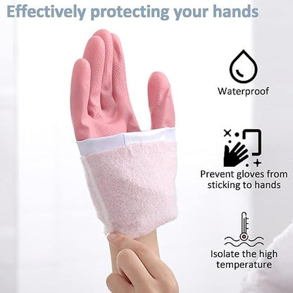 Long Reusable Dishwashing Gloves with Fleece Lining Waterproof Anti-Slip Heat Resistant