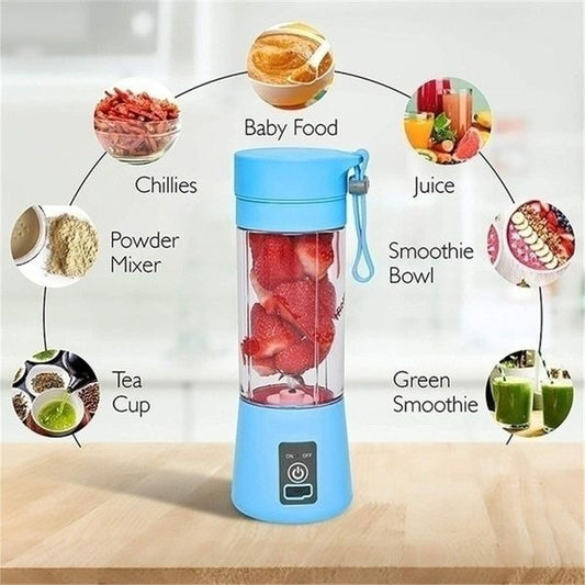 Rechargeable Portable Mini Juicer Blender - 6 Blades 380ml USB Smoothie Maker