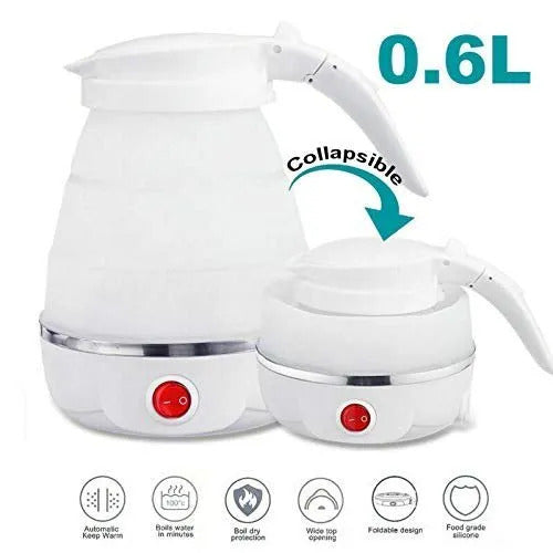 Portable Collapsible Electric Kettle 600ml Foldable Travel Water Boiler Silicone