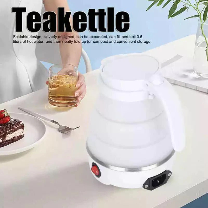 Portable Collapsible Electric Kettle 600ml Foldable Travel Water Boiler Silicone