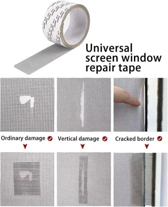 Mesh Roll Tape Window Screen Repair Patch – Strong Self-Adhesive Fiberglass (2 Meter)