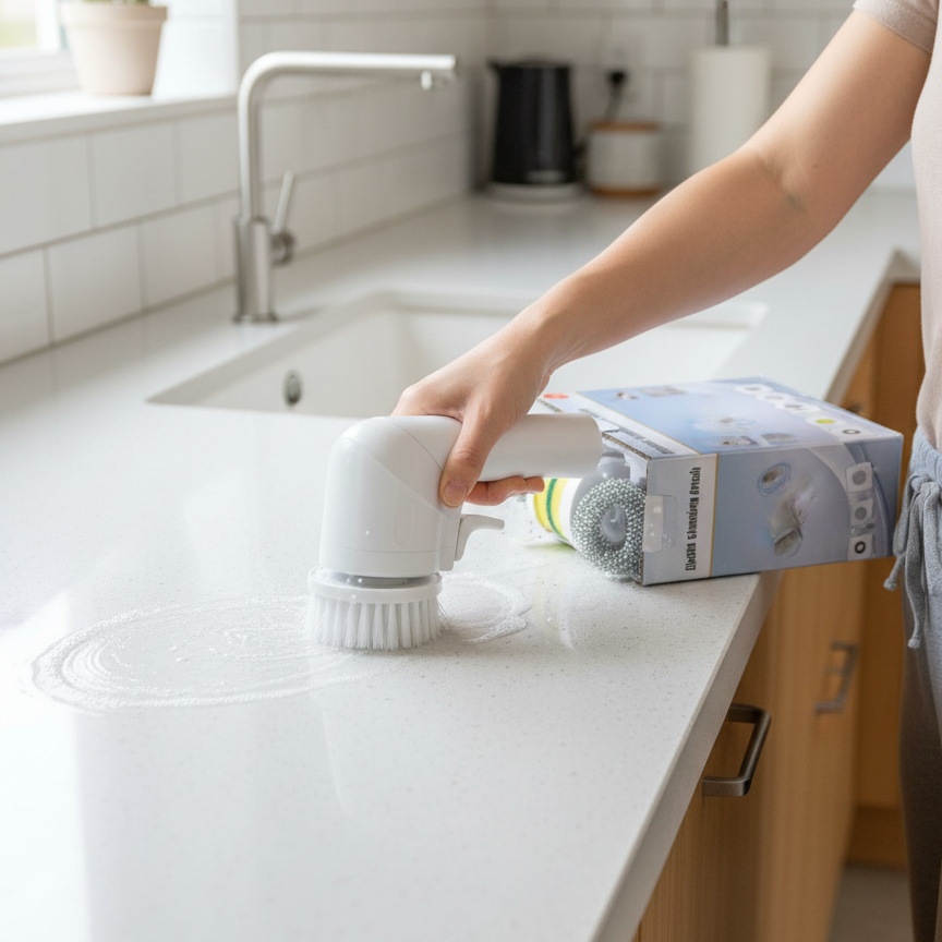 Electric Cleaning Brush - 360° Rotating Scrubber with 5 Attachments for Kitchen & Bathroom