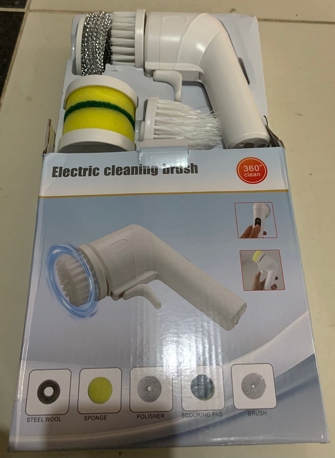 Electric Cleaning Brush - 360° Rotating Scrubber with 5 Attachments for Kitchen & Bathroom