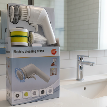 Electric Cleaning Brush - 360° Rotating Scrubber with 5 Attachments for Kitchen & Bathroom