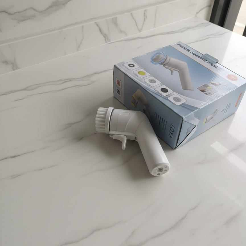 Electric Cleaning Brush - 360° Rotating Scrubber with 5 Attachments for Kitchen & Bathroom
