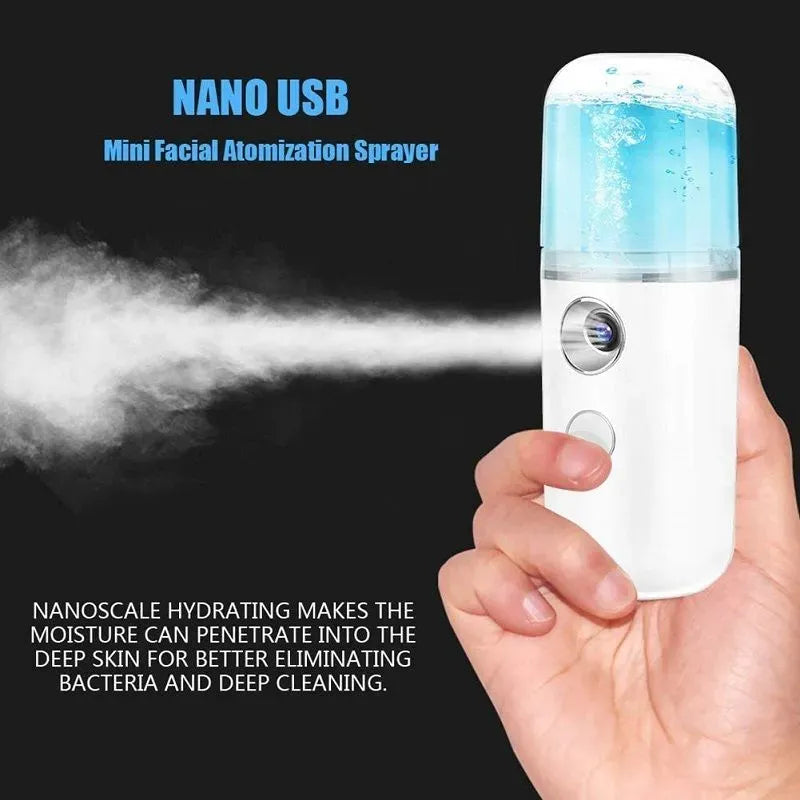 Portable Nano Facial Mist Sprayer – USB Rechargeable Hydrating Ionic Facial Steamer
