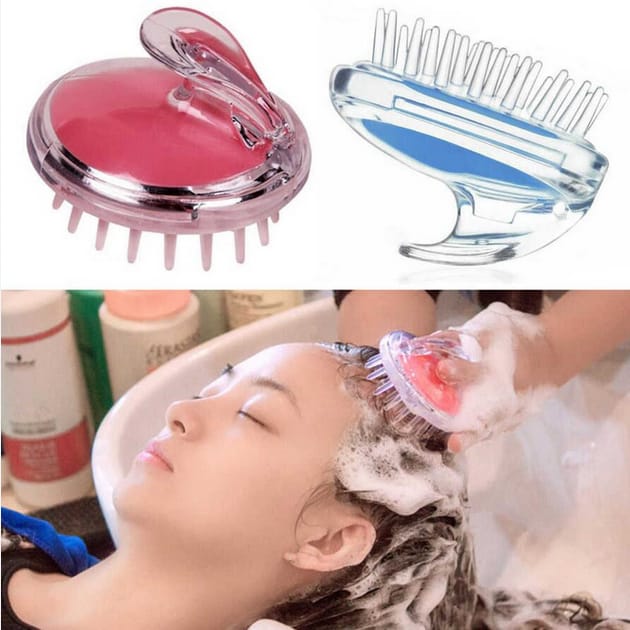 Hair Wash Brush & Scalp Massage Comb - Soft Silicone Bristles for Deep Cleansing