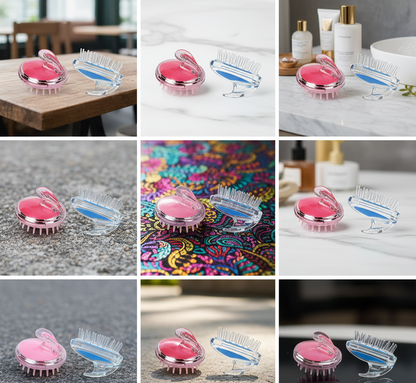 Hair Wash Brush & Scalp Massage Comb - Soft Silicone Bristles for Deep Cleansing
