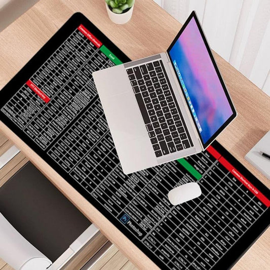 Large Keyboard Mouse Mat with Shortcut Keys Reference Guide