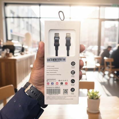 YOLO HYPER Y-080 Type-C to Lightning Cable 100cm Fast Charging | Buy Online in Pakistan at MetroCart – YOLO | MetroCart Pakistan