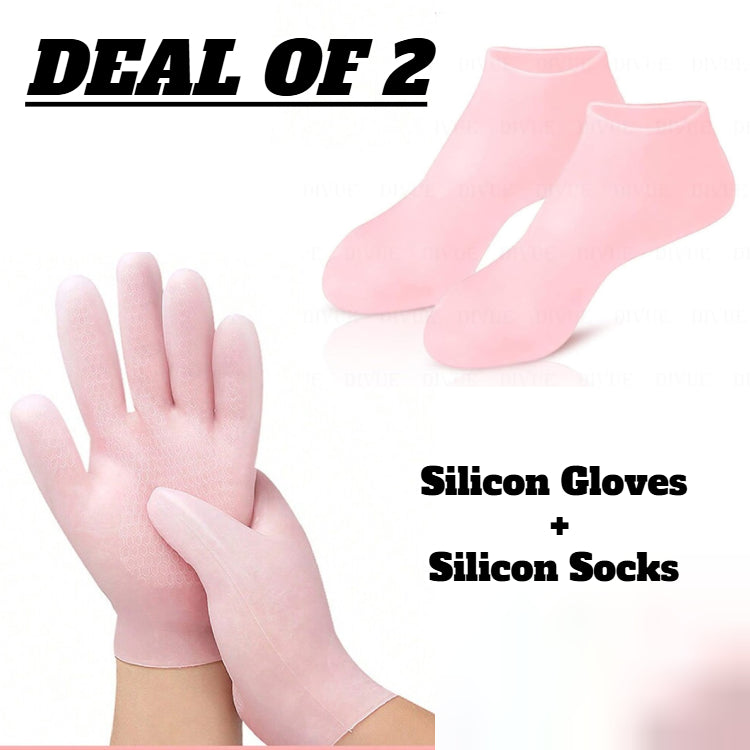 Silicone Moisturizing Gel Socks & Gloves Pack - Deep Repair for Dry Hands & Feet