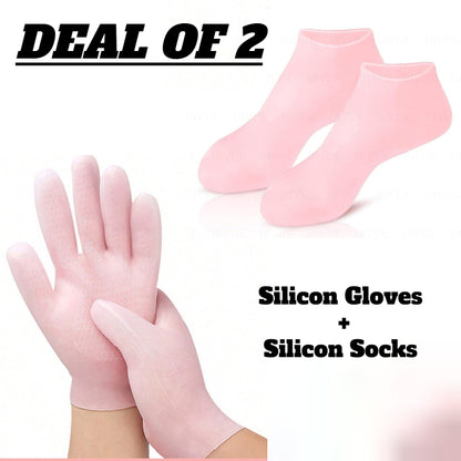 Silicone Moisturizing Gel Socks & Gloves Pack - Deep Repair for Dry Hands & Feet