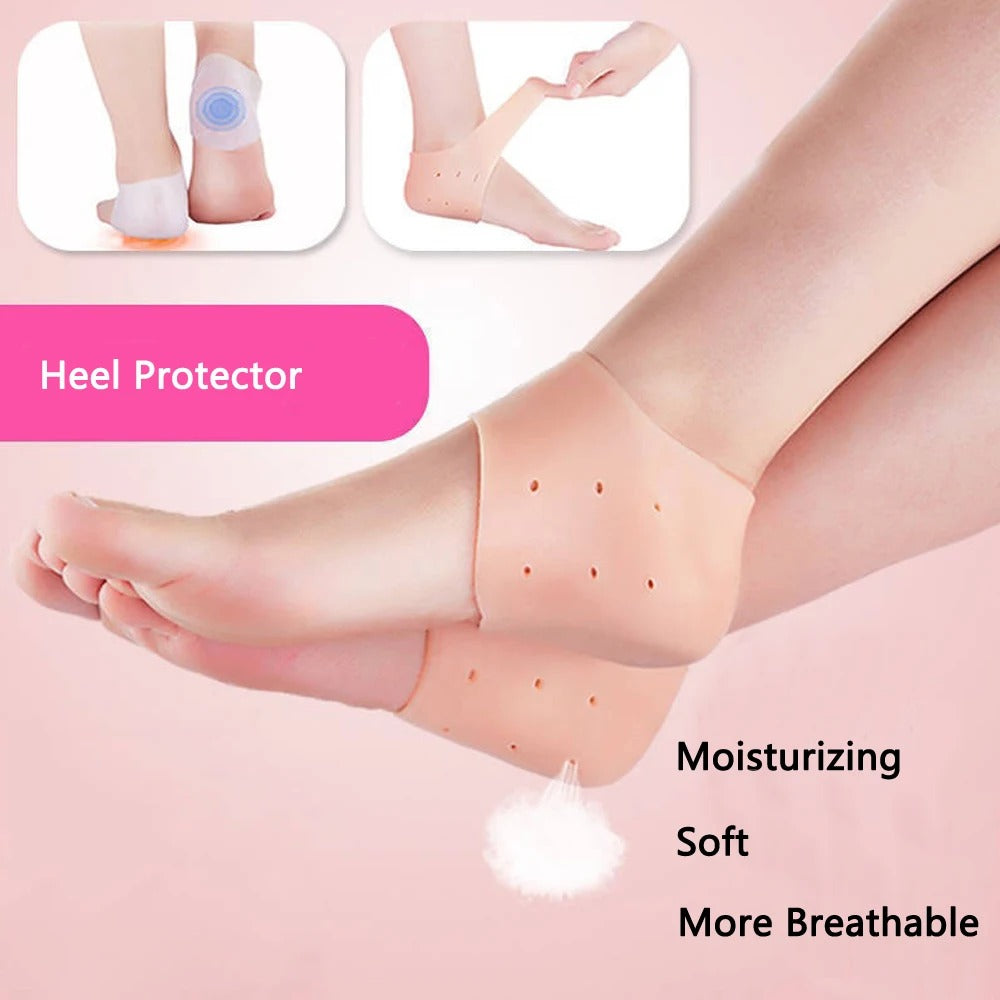 Silicone Gel Heel Pad Socks - Pain Relief Anti-Crack Heel Guards for Men & Women