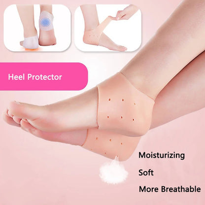 Silicone Gel Heel Pad Socks - Pain Relief Anti-Crack Heel Guards for Men & Women