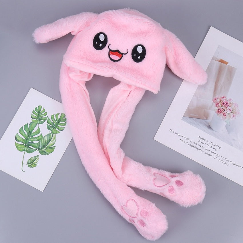 Rabbit Hat Plush Moving Bunny Ears Winter Cap Cute Design