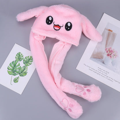 Rabbit Hat Plush Moving Bunny Ears Winter Cap Cute Design