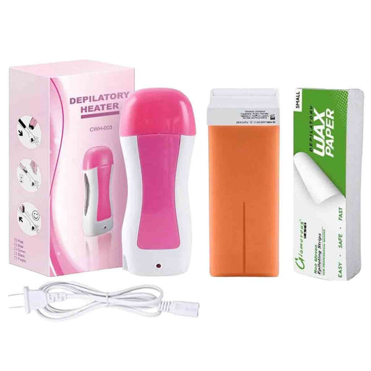 Depilatory Wax Heater Kit 3-in-1 Roll-On Hair Removal