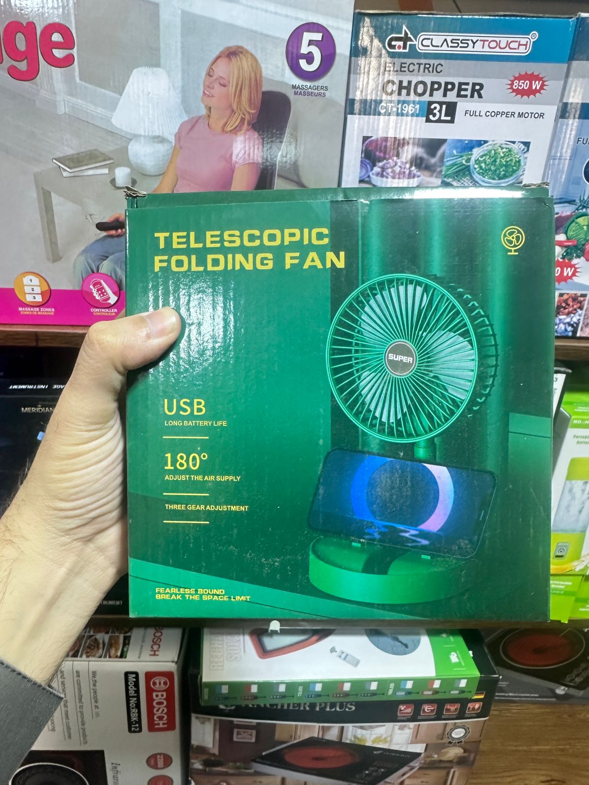 Rechargeable Telescopic Folding Fan USB Portable 3-Speed Desk Fan | Buy Online in Pakistan at MetroCart – Rechargeable | MetroCart Pakistan