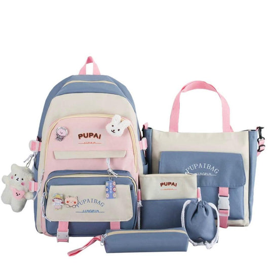 Multipurpose Nylon Backpack 4-Piece Set Multicolor