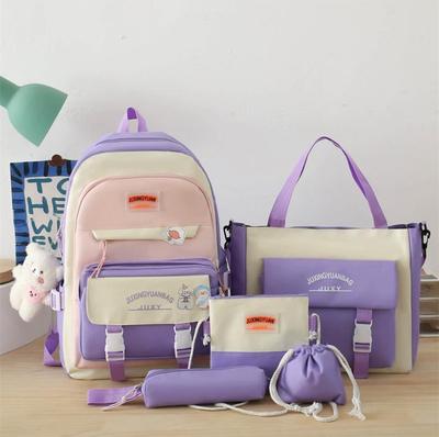 Multipurpose Nylon Backpack 4-Piece Set Multicolor