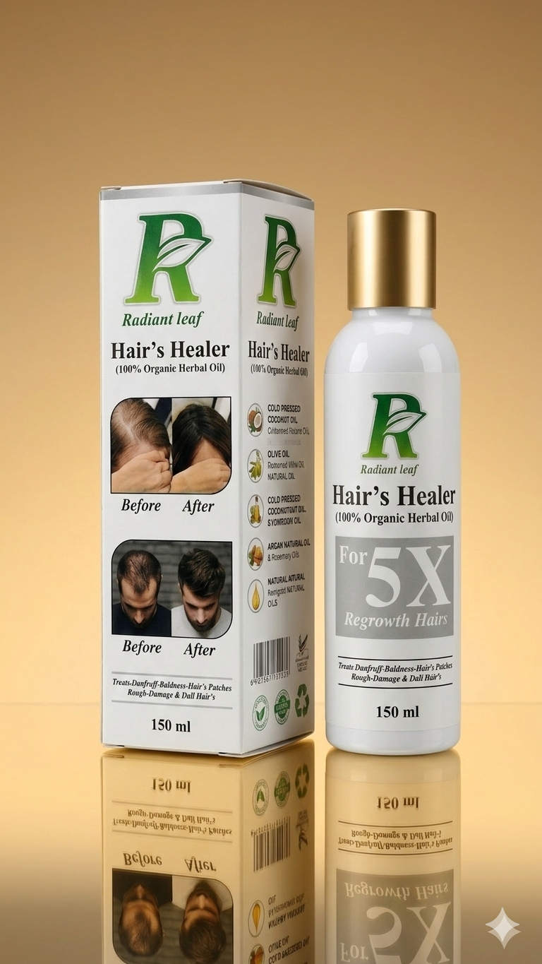 Radiant Leaf Hair's Healer 100% Organic Herbal Oil for 5X Hair Regrowth 150ml | Buy Online in Pakistan at MetroCart – Radiant | MetroCart Pakistan