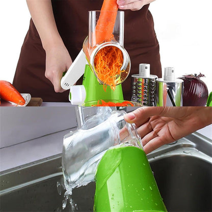 Multifunctional Vegetable Slicer - Manual Rotary Grater & Shredder