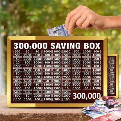 300,000 Saving Box - Wooden Money Saving Challenge Chart with Golden Acrylic