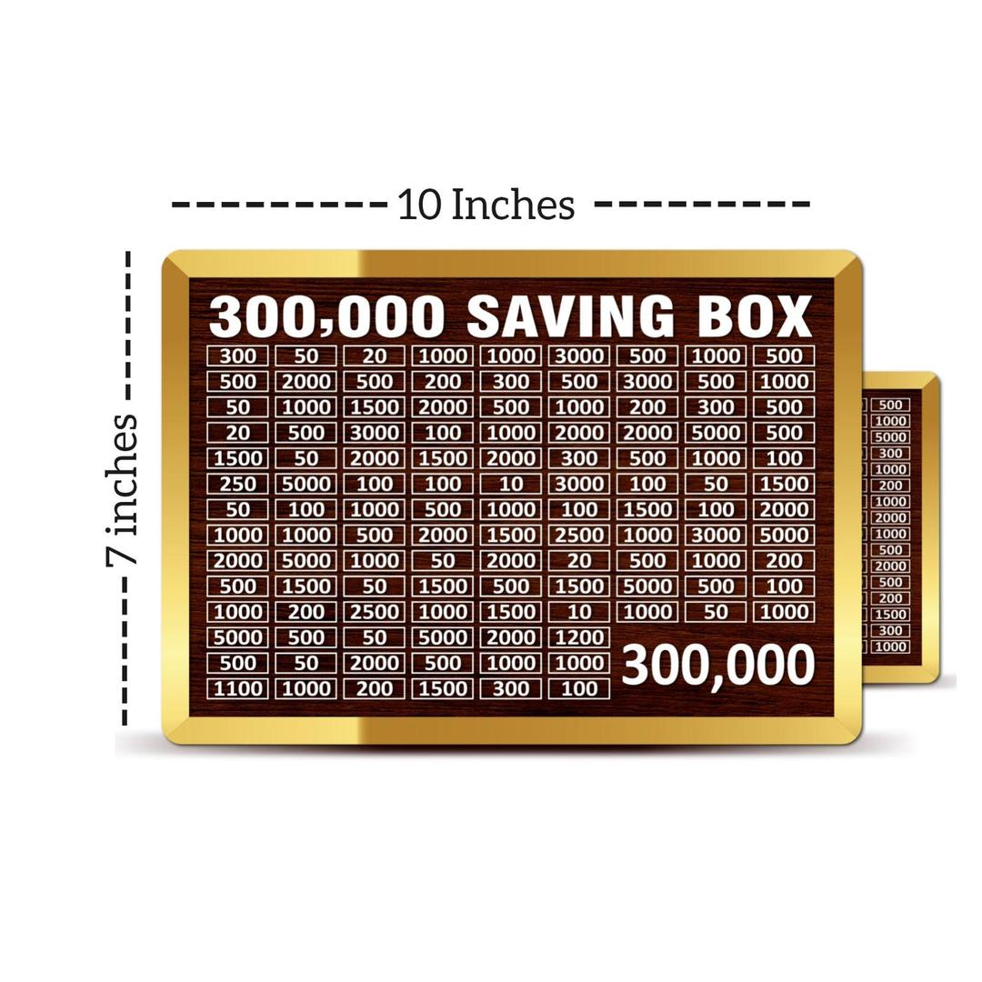 300,000 Saving Box - Wooden Money Saving Challenge Chart with Golden Acrylic