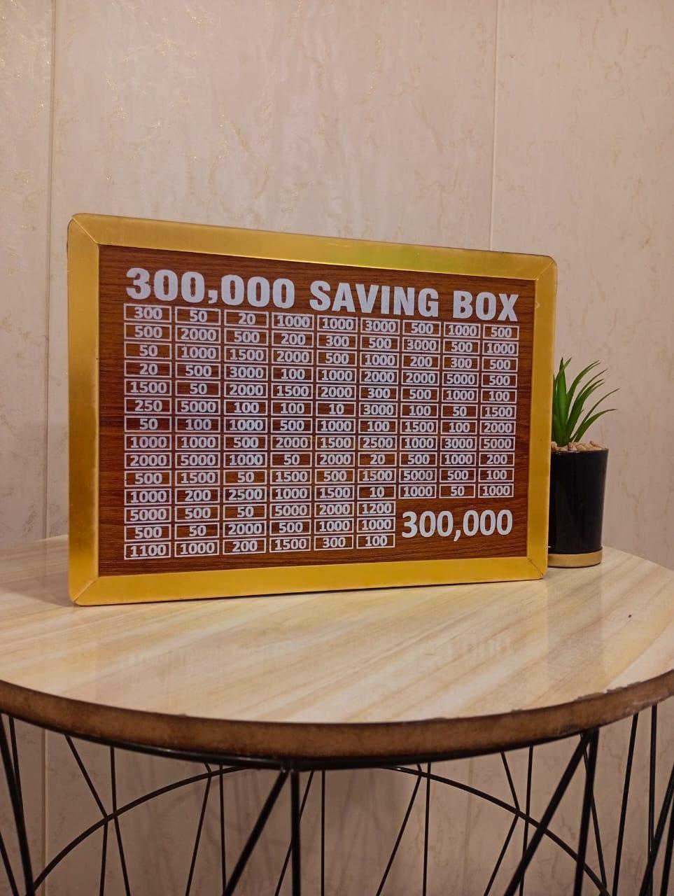 300,000 Saving Box - Wooden Money Saving Challenge Chart with Golden Acrylic