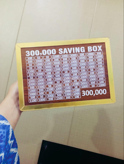 300,000 Saving Box - Wooden Money Saving Challenge Chart with Golden Acrylic