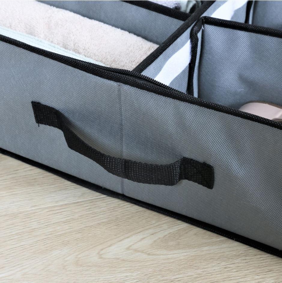 Under-Bed Shoe Organizer 12 Grid Storage with Dust Cover