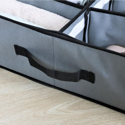 Under-Bed Shoe Organizer 12 Grid Storage with Dust Cover