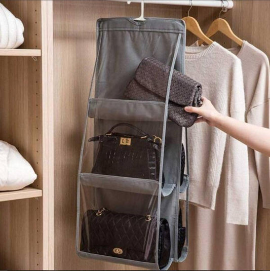 Hanging Handbag Organizer 6 Pocket Double-Sided Storage