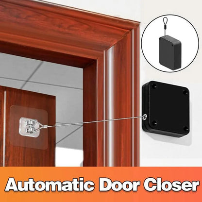 Automatic Door Closer - Punch-Free Self-Closing System with Retractable Cable