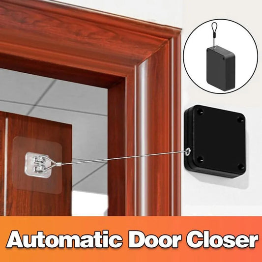 Automatic Door Closer - Punch-Free Self-Closing System with Retractable Cable